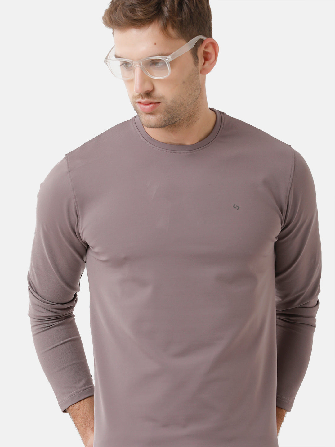 Classic Polo Mens Cotton Full Sleeve Solid Slim Fit Round Neck Light Brown Color T-Shirt | Verno 310 A