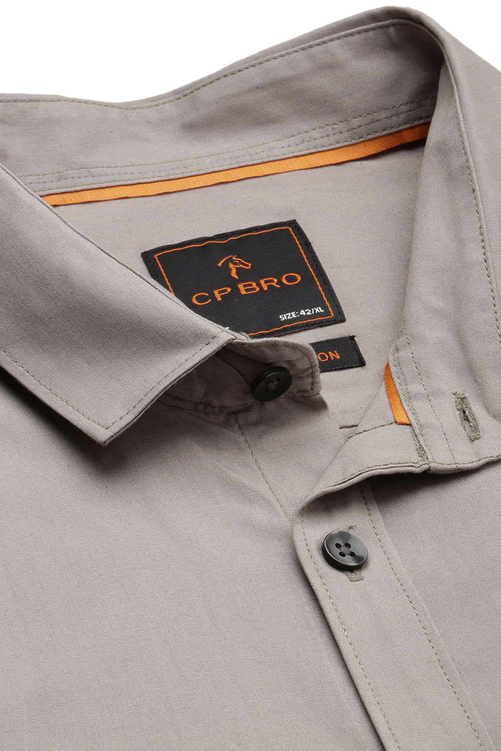 CP BRO Men's Cotton Full Sleeve Solid Slim Fit Collar Neck Cream Color Woven Shirt | Sbo1-58 A