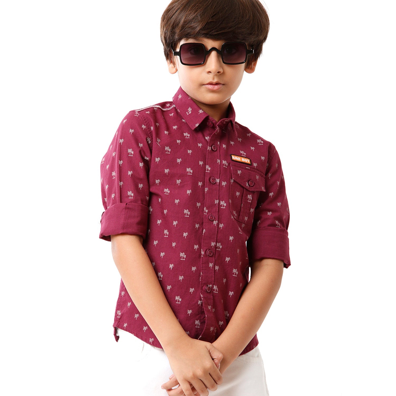 Classic Polo Bro Boys Printed Full Sleeve Slim Fit Fuchsia Color Shirt - BBSH S2 37 B Shirts Classic Polo 