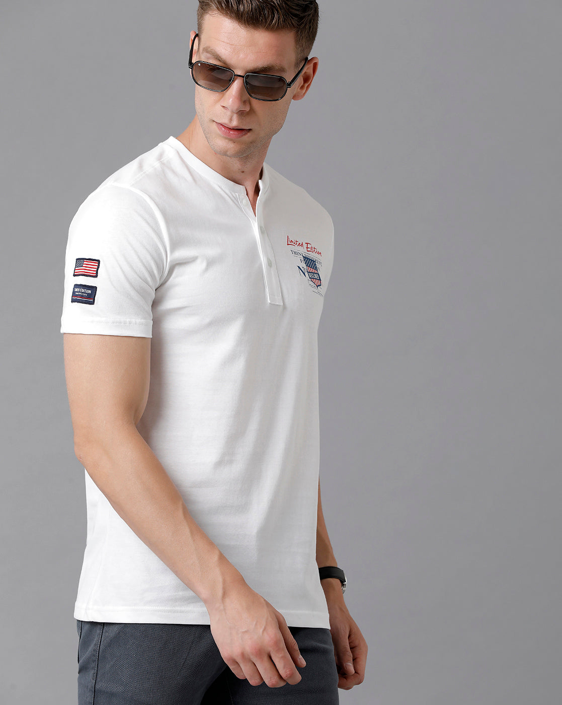 CP BRO Men's Cotton Printed Half Sleeve Slim Fit Round Neck White Color T-Shirt | Brcn - 486 B