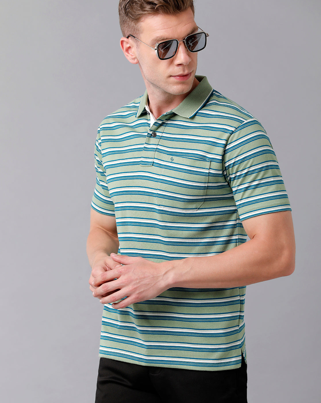 Classic Polo Men's Cotton Striped Half Sleeve Authentic Fit Polo Neck Multicolor T-Shirt | Feeders - 202 A