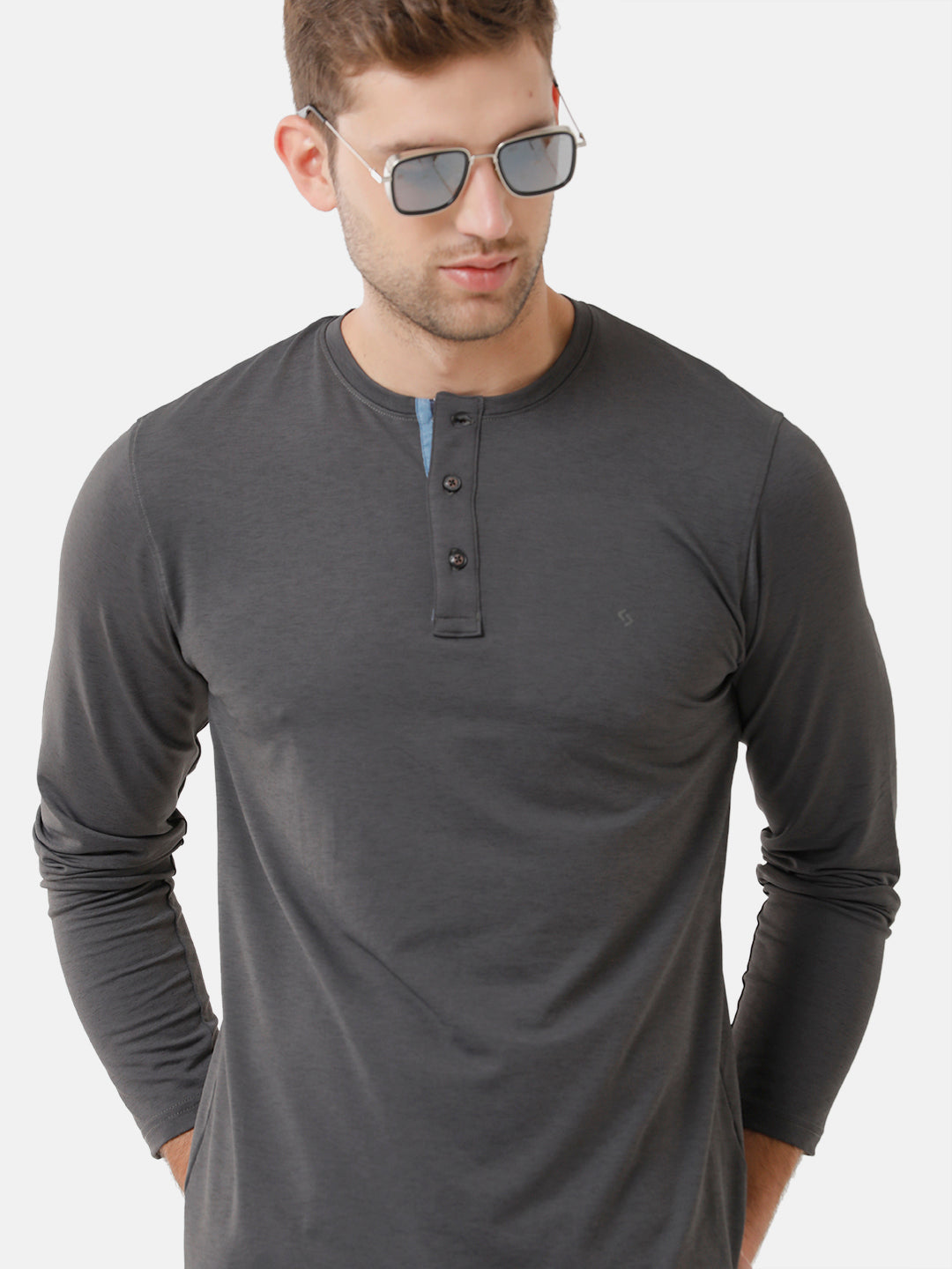 Classic Polo Mens Cotton Full Sleeve Solid Slim Fit Round Neck Black Color T-Shirt | Verno 306 A