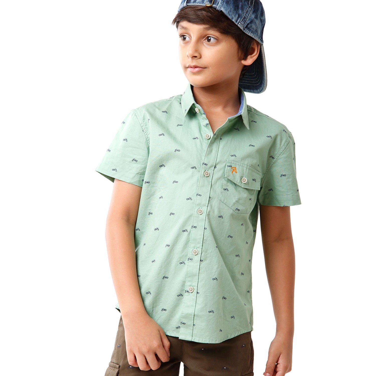 Classic Polo Bro Boys Printed Half Sleeve Slim Fit Green Color Shirt - BBSH S2 29 B Shirts Classic Polo 