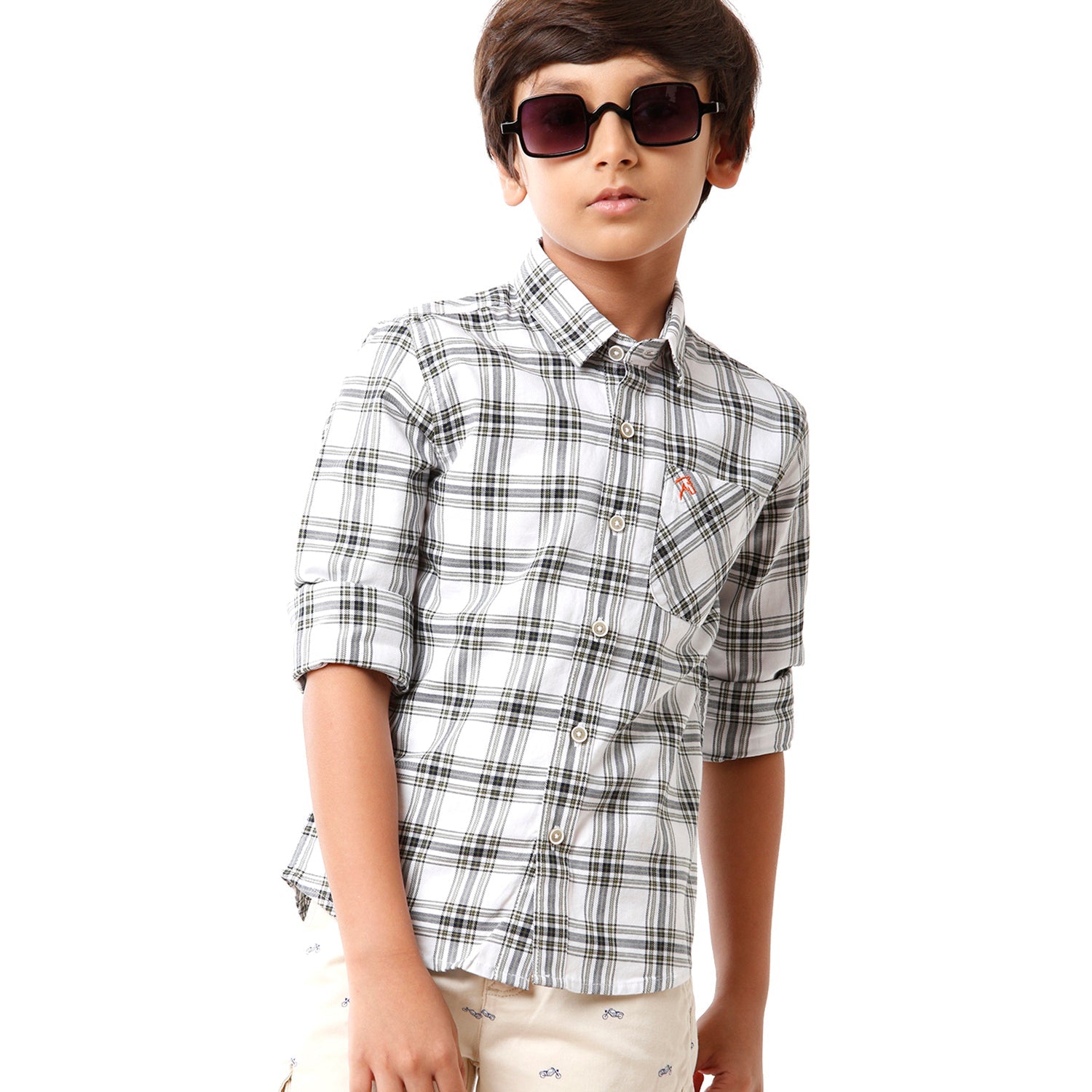 Classic Polo Bro Boys Checked Full Sleeve Slim Fit White Color Shirt - BBSH S2 13 A Shirts Classic Polo 