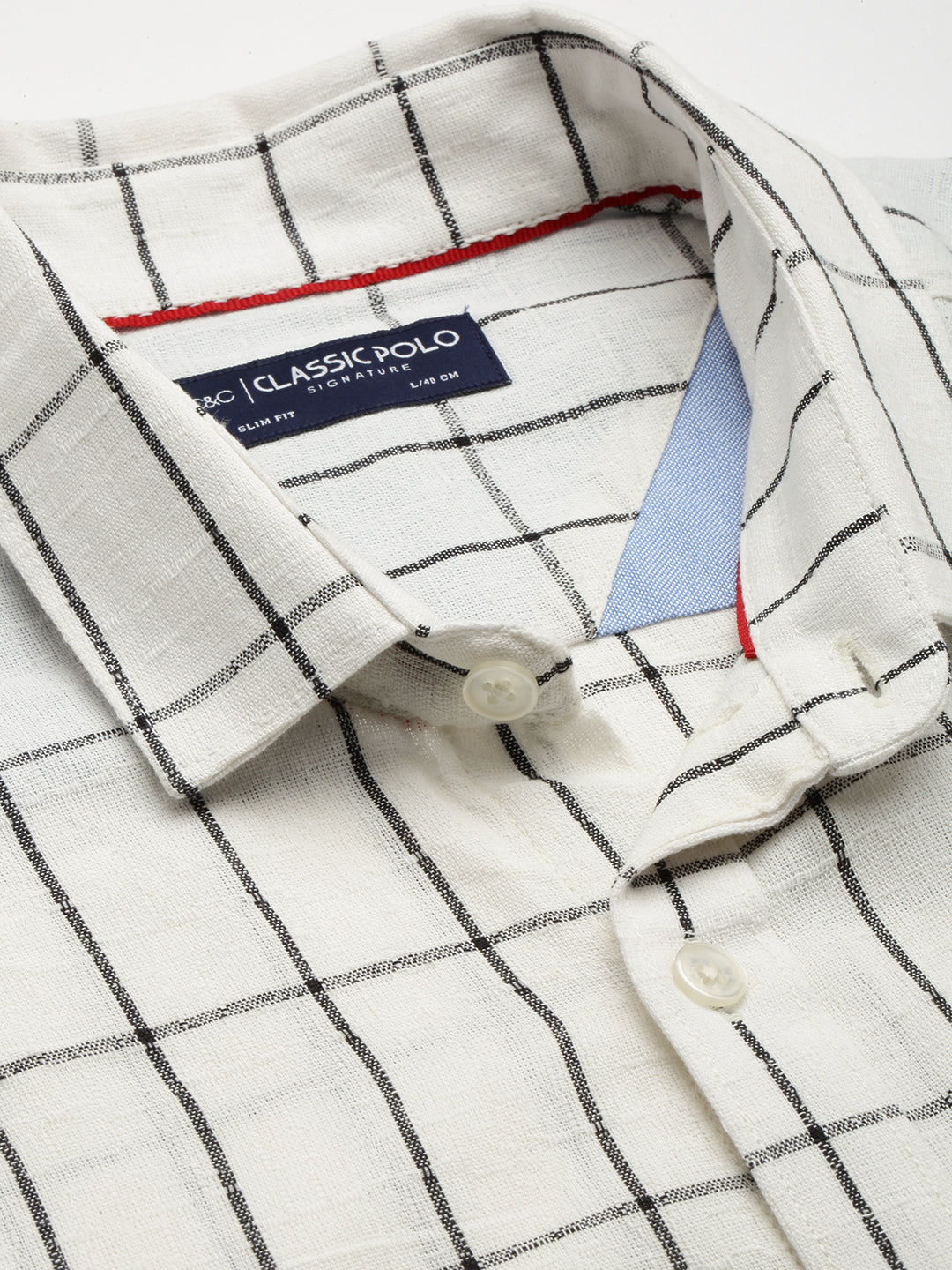 Classic Polo Men's Cotton Half Sleeve Checked Slim Fit Collar Neck Cream Color Woven Shirt | So1-113 A