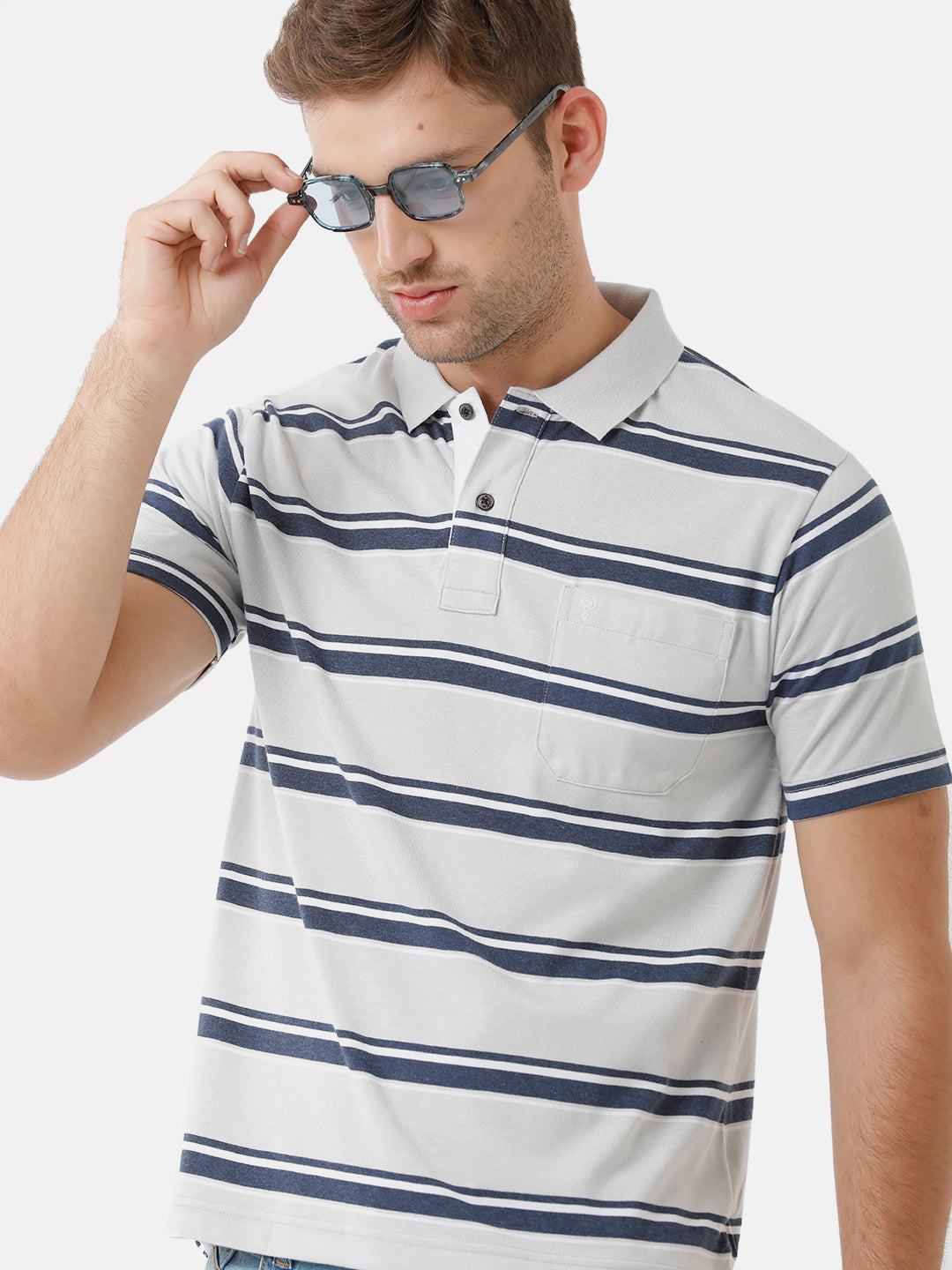 Classic Polo Mens Cotton Half Sleeve Striped Authentic Fit Polo Neck Multicolor T-Shirt | M.Flash 22