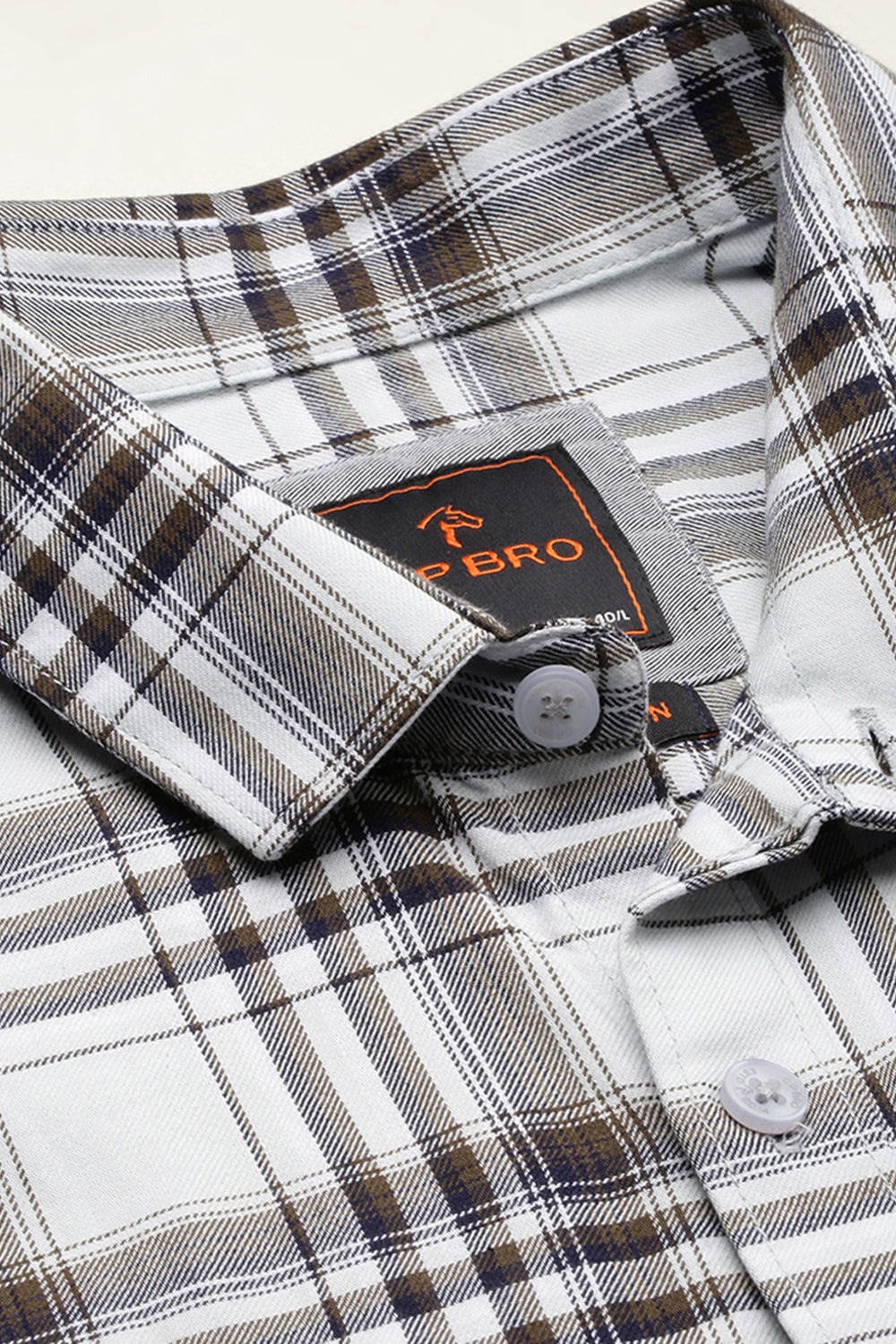 CP BRO Men's Cotton Full Sleeve Checked Slim Fit Collar Neck White Color Woven Shirt | Sbo1-04 A