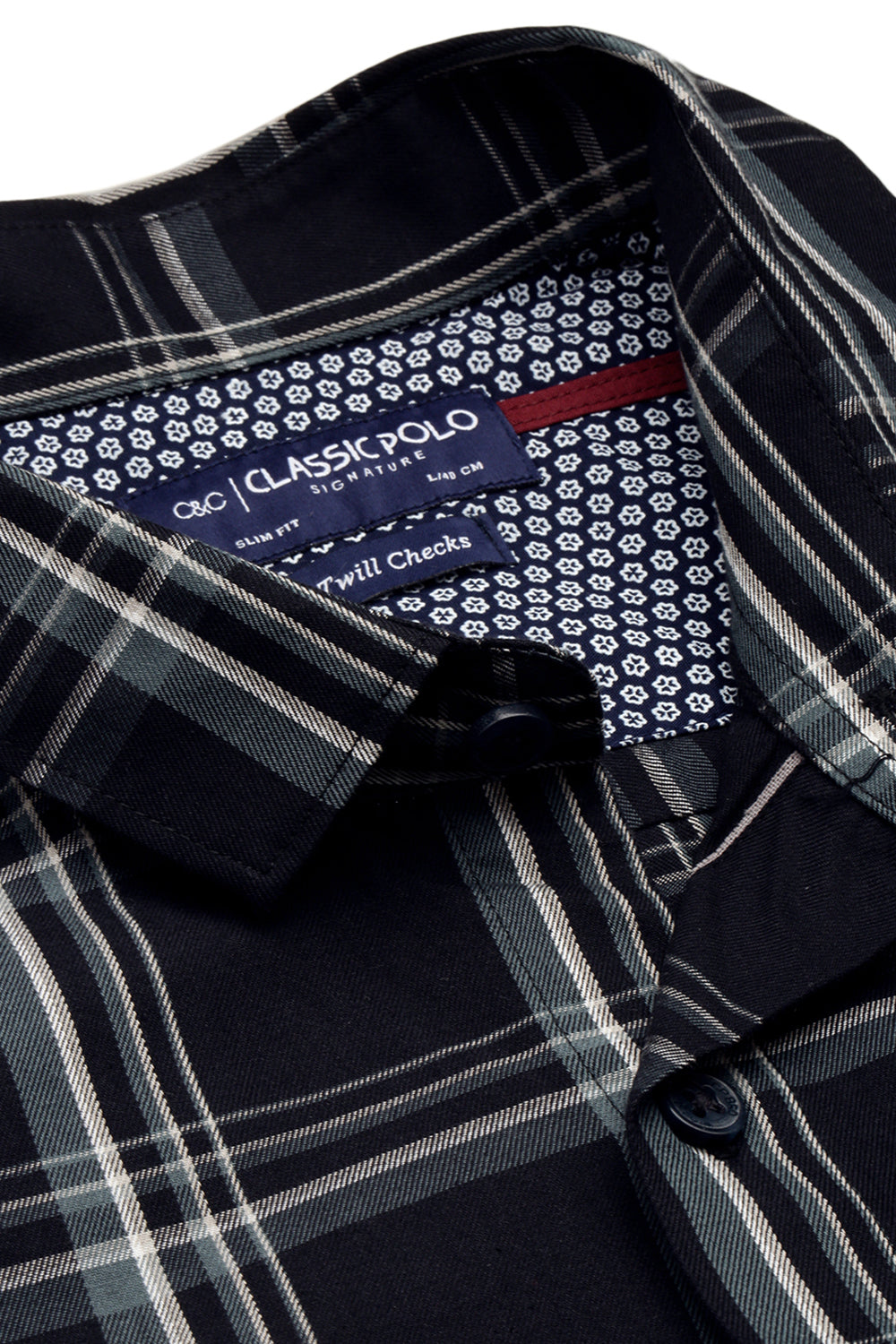 Classic Polo Men's Cotton Full Sleeve Checked Slim Fit Polo Neck Navy Color Woven Shirt | So1-160 B