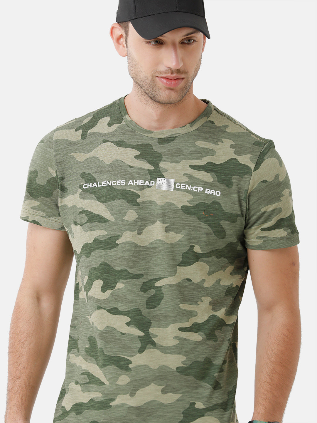 CP BRO Men's Cotton Printed Half Sleeve Slim Fit Round Neck Multicolor T-Shirt | Brcn 502