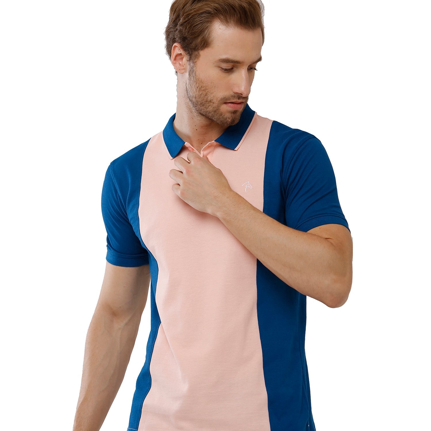 Classic Polo Bro Mens 100% Cotton Color Block Half Sleeve Slim Fit Polo Neck Multicolor T-Shirt (BRP - 330 B SF P) Classic Polo 