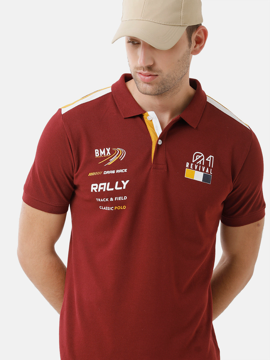 Classic Polo Mens Cotton Printed Half Sleeve Slim Fit Polo Neck Red Color T-Shirt | Prm 684 B