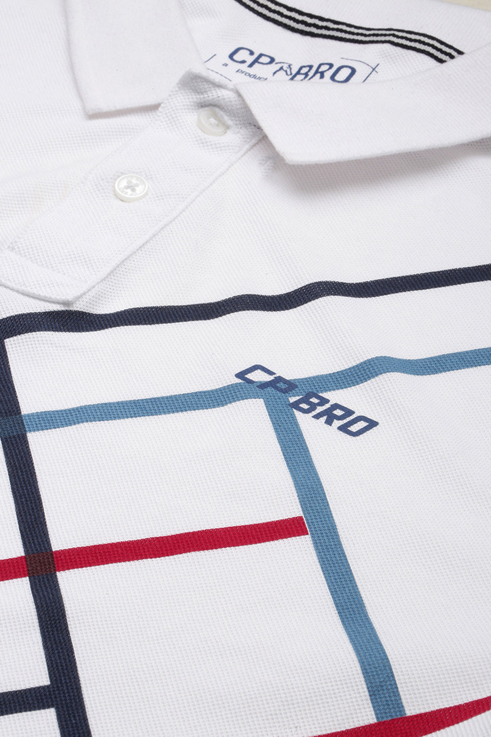 CP BRO Men's Cotton Half Sleeve Printed Slim Fit Polo Neck White Color T-Shirt | Brp - 361 A