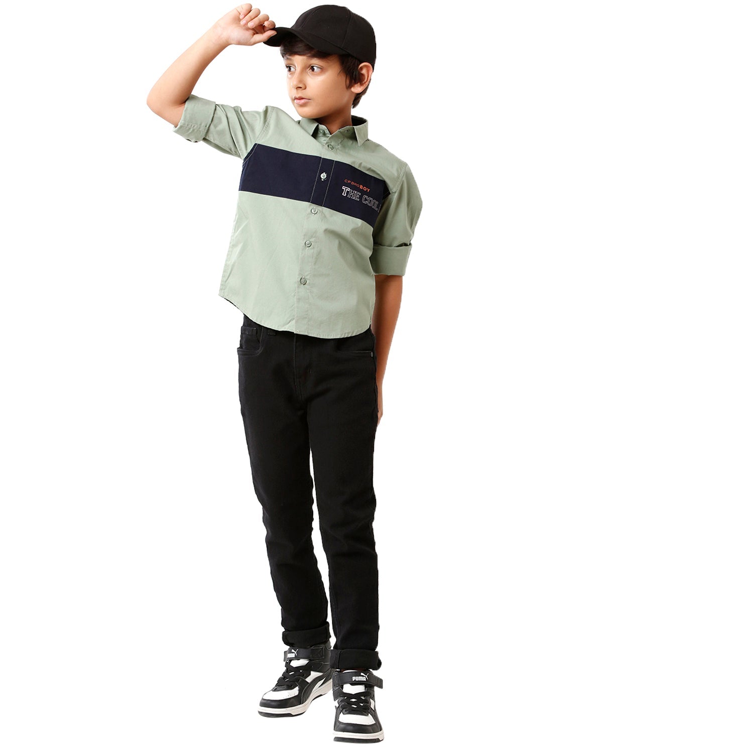 Classic Polo Bro Boys Solid Full Sleeve Slim Fit Green Color Shirt - BBSH S2 39 G Shirts Classic Polo 