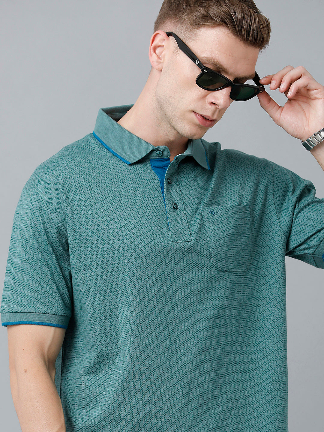 Classic Polo Men's Cotton Half Sleeve Printed Authentic Fit Polo Neck Green Color T-Shirt | Carve Polo - 07 B