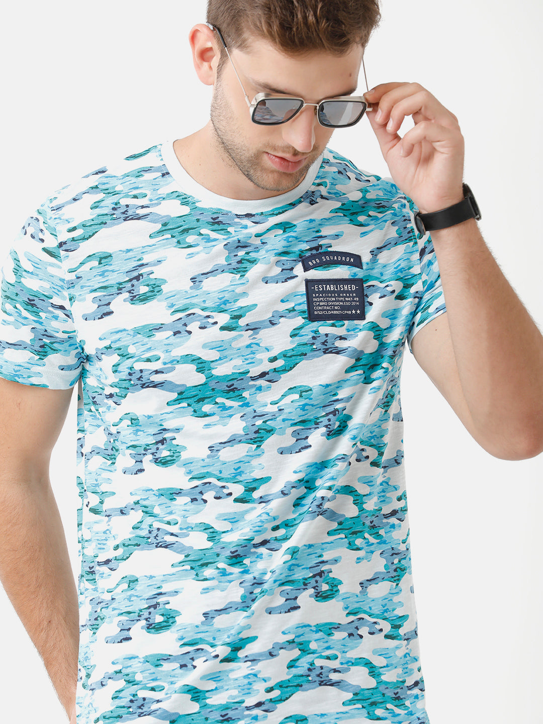 CP BRO Men's Cotton Printed Half Sleeve Slim Fit Round Neck Multicolor T-Shirt | Brcn 466 B