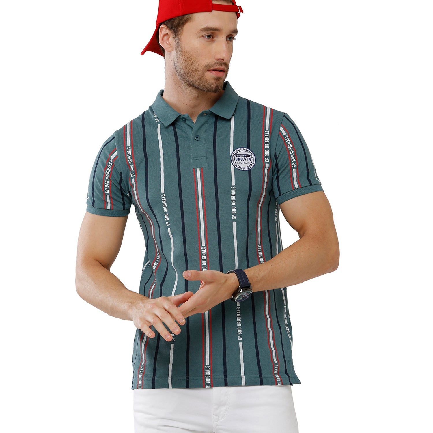 Classic Polo Bro Mens 100% Cotton Striped Half Sleeve Slim Fit Polo Neck Grey Color T-Shirt (BRP - 324 B SF P) Classic Polo 