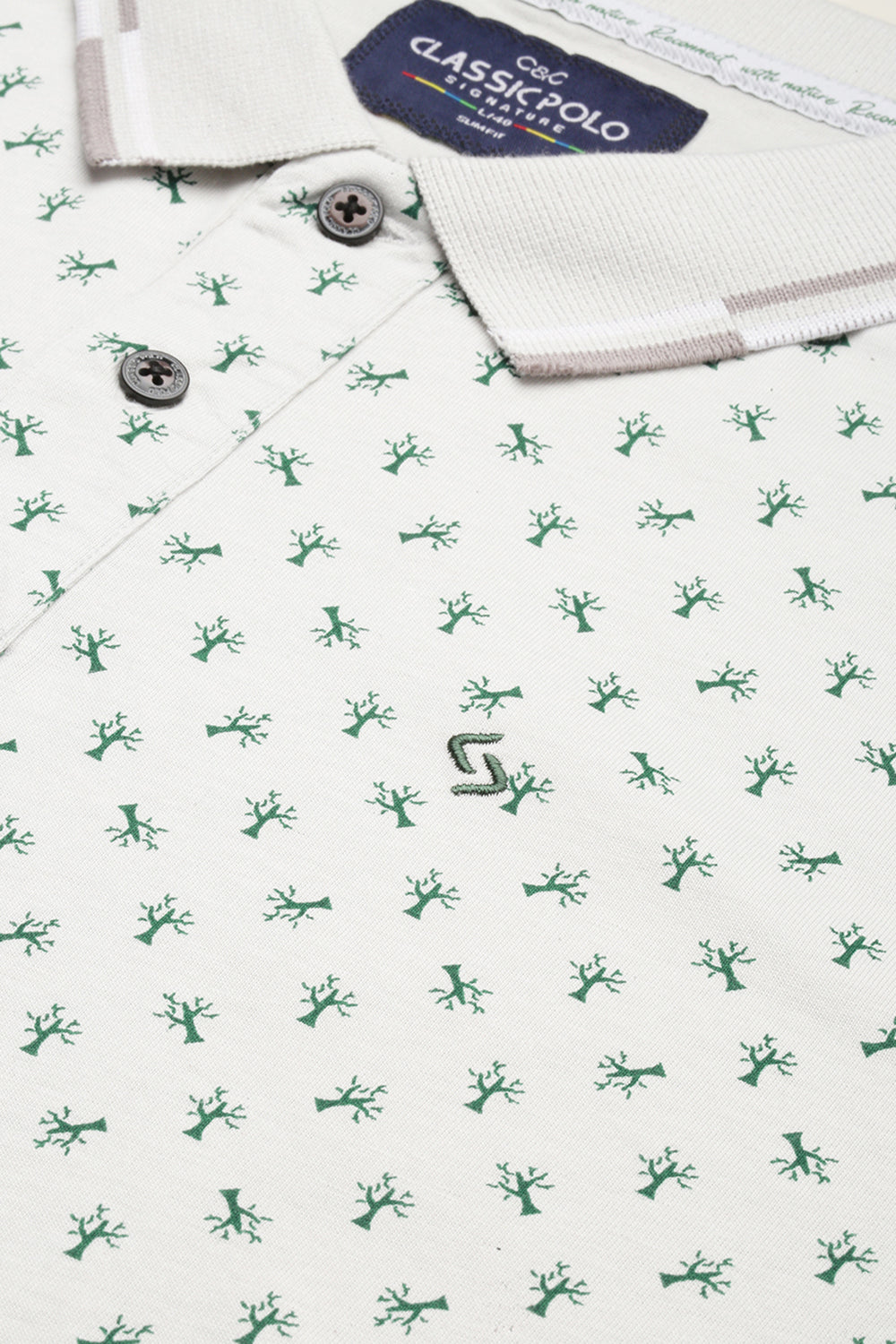 Classic Polo Men's Cotton Half Sleeve Printed Slim Fit Polo Neck White Color T-Shirt | Prm - 760 A