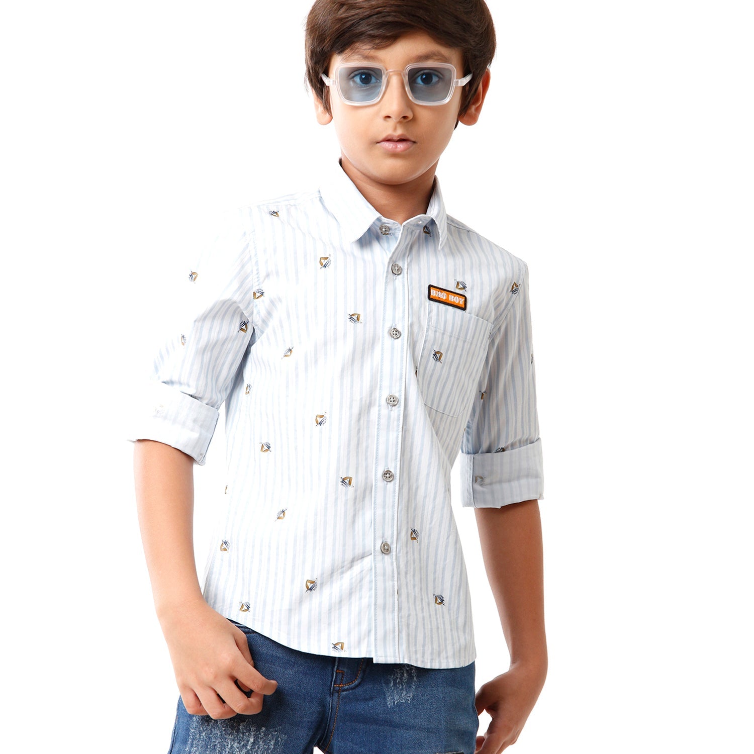 Classic Polo Bro Boys Printed Full Sleeve Slim Fit Light Blue Color Shirt - BBSH S2 01 A Shirts Classic Polo 