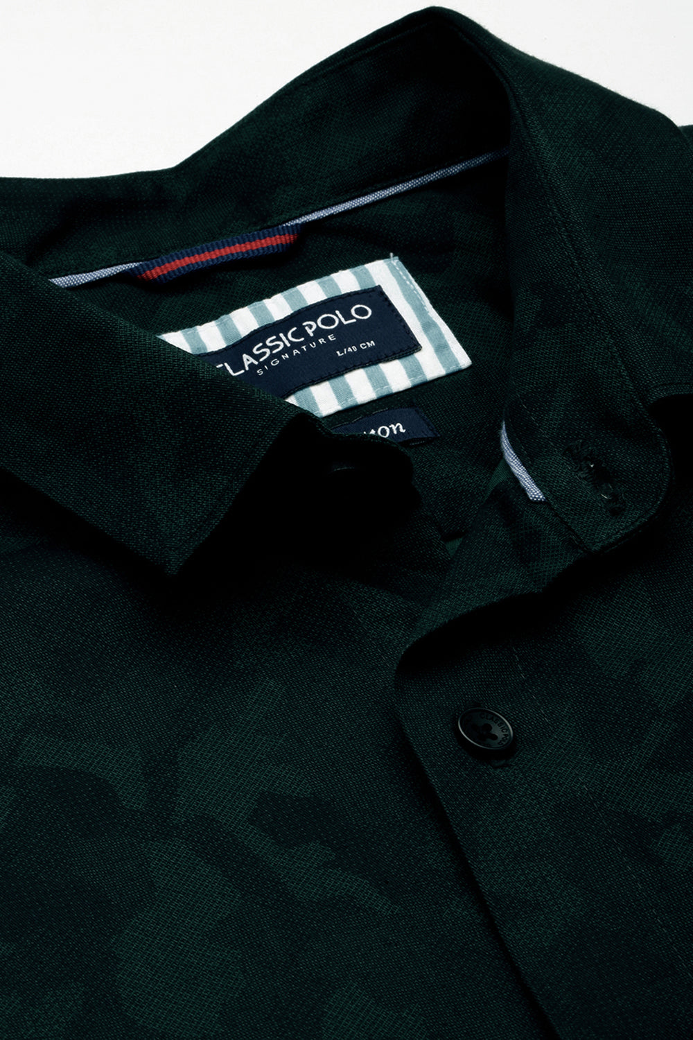 Classic Polo Men's Cotton Full Sleeve Printed Slim Fit Polo Neck Navy Color Woven Shirt | So1-11 A