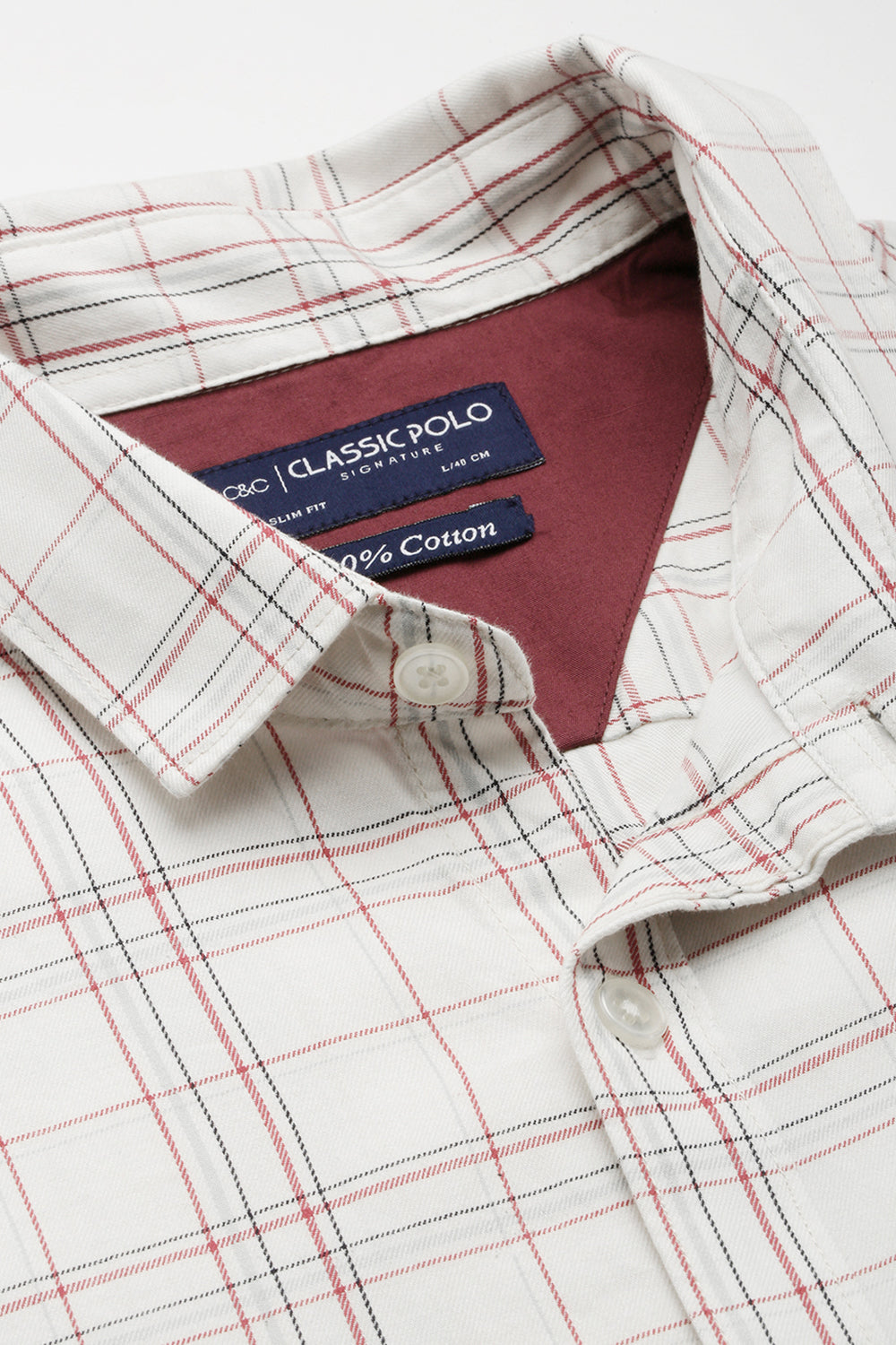Classic Polo Men's Cotton Half Sleeve Checked Slim Fit Polo Neck Cream Color Woven Shirt | So1-96 A