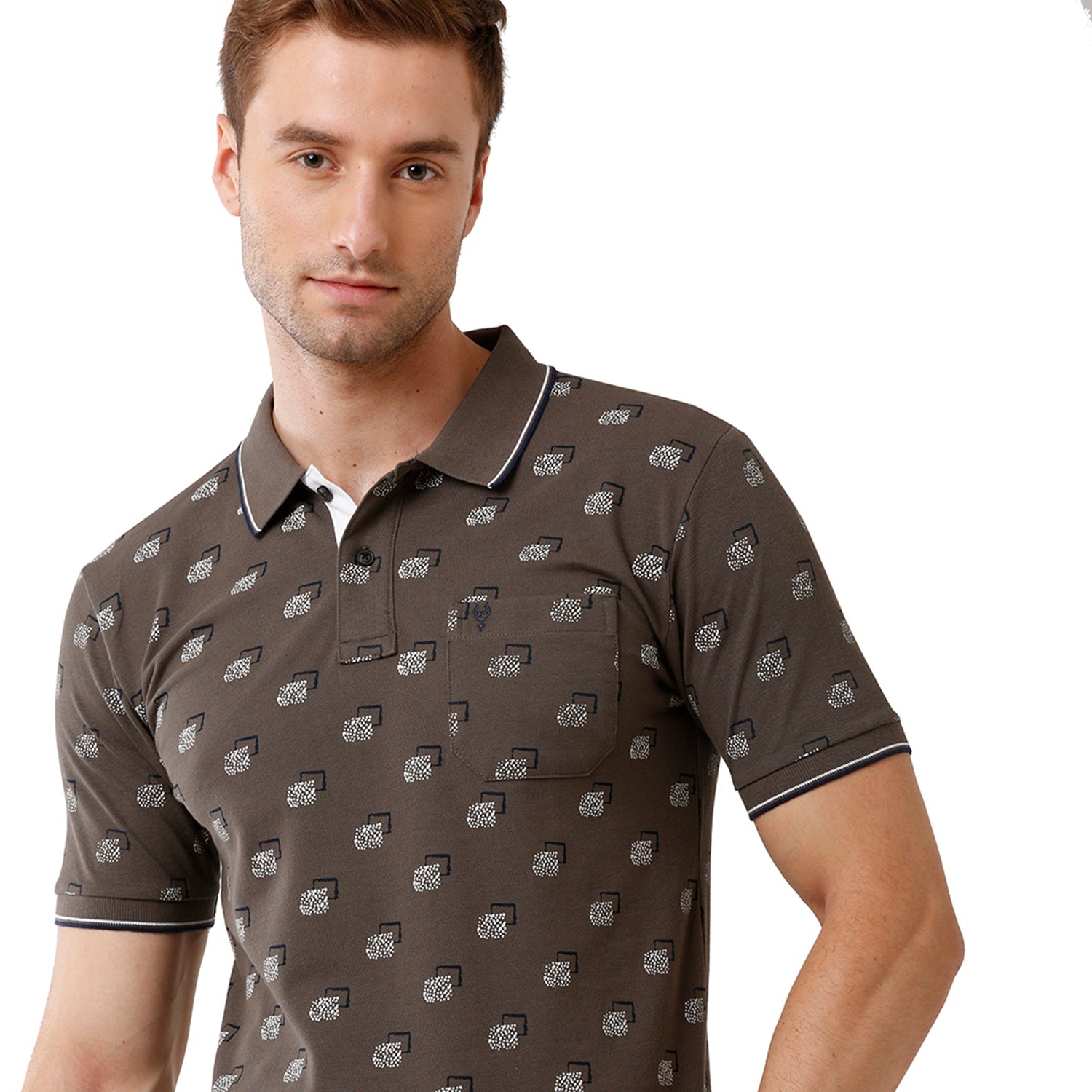 Classic Polo Mens Printed Half Sleeve Slim Fit Grey Color Polo T-Shirt - Beau 170 B T-shirt Classic Polo 