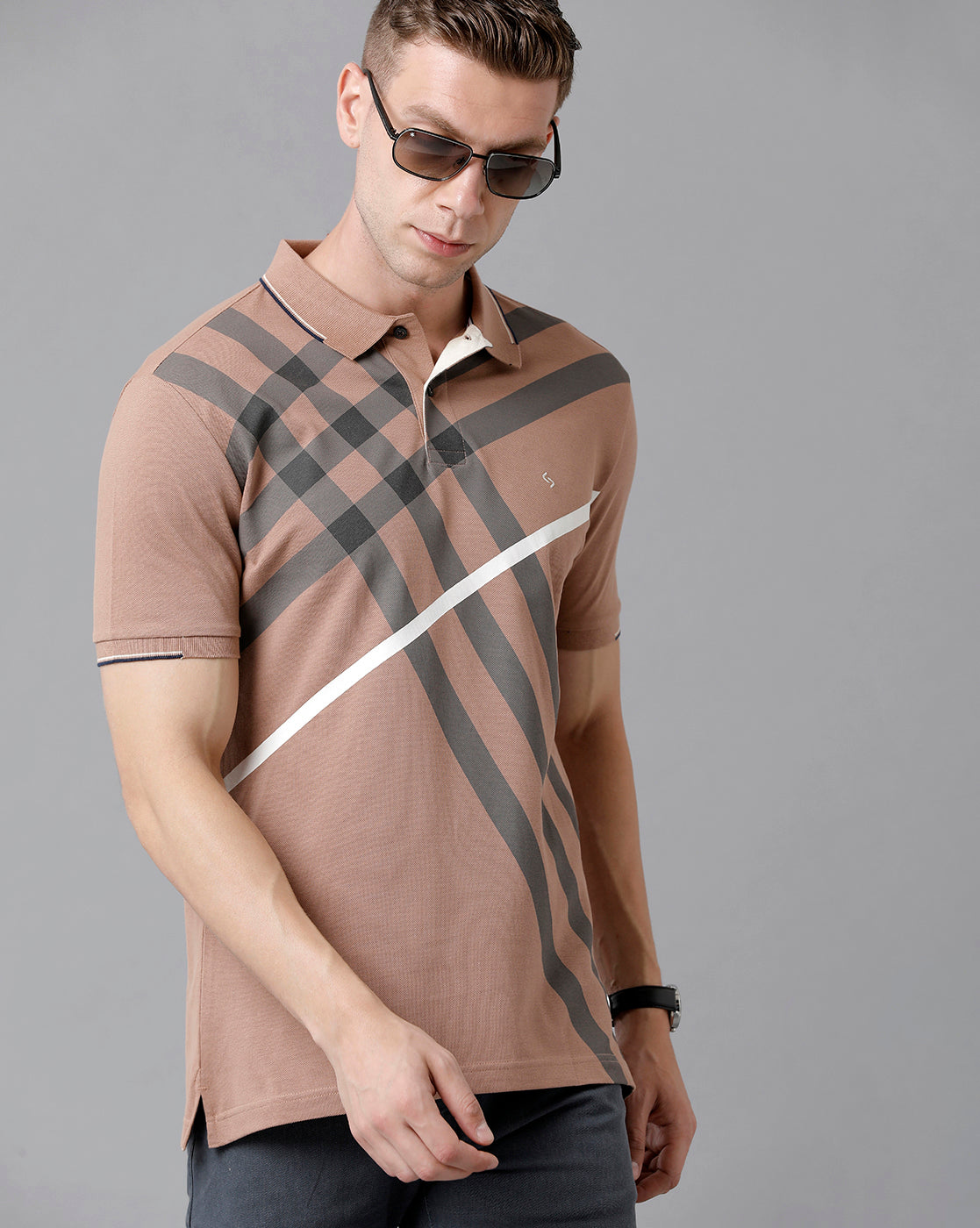 Classic Polo Men's Cotton Printed Half Sleeve Slim Fit Polo Neck Mustard Color T-Shirt | Prm - 710 B