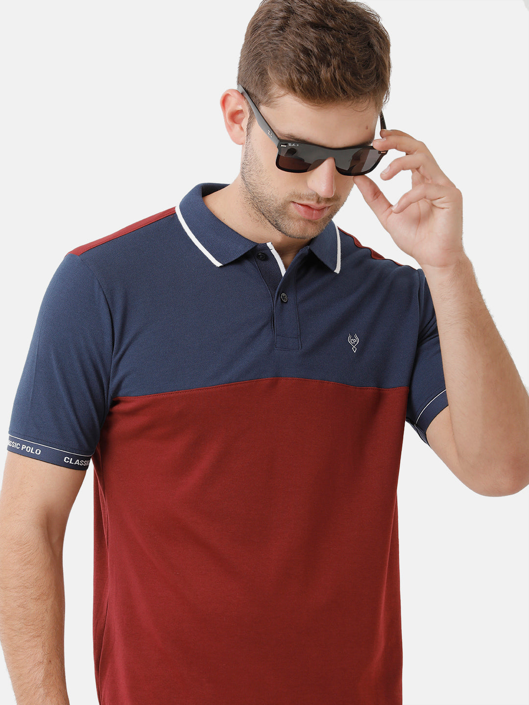 Classic Polo Mens Cotton Half Sleeve Color Block Slim Fit Polo Neck Multicolor T-Shirt | Unico 57 B