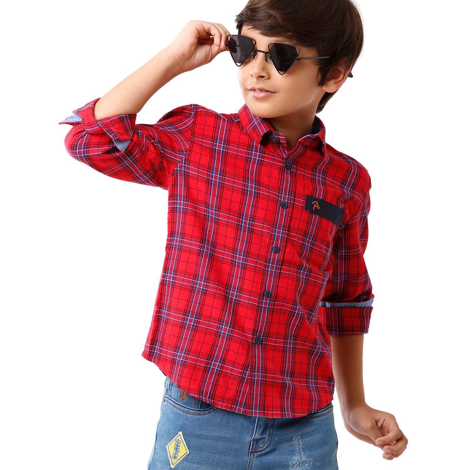 Classic Polo Bro Boys Checked Full Sleeve Slim Fit Red Color Shirt - BBSH S2 28 A Shirts Classic Polo 