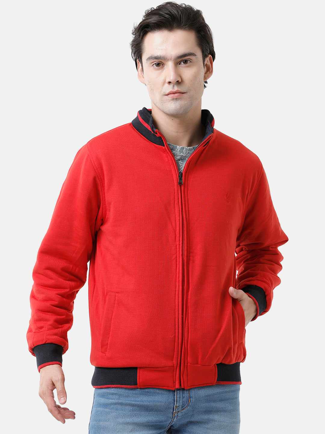 Classic Polo Mens Cotton Full Sleeve Solid Slim Fit Round Neck Multicolor Reversable Jackets | Cpj 21 Fs 441