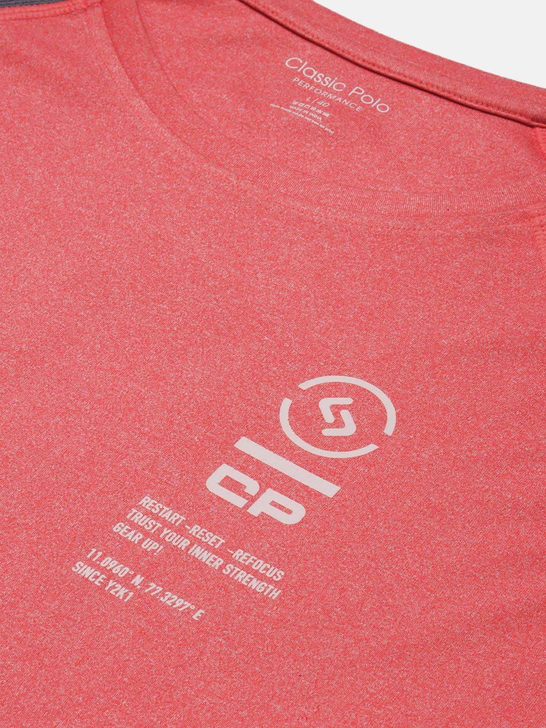 Classic Polo Men's Round Neck Polyester Red Slim Fit Active Wear T-Shirt | GENX-CREW 17B SF C