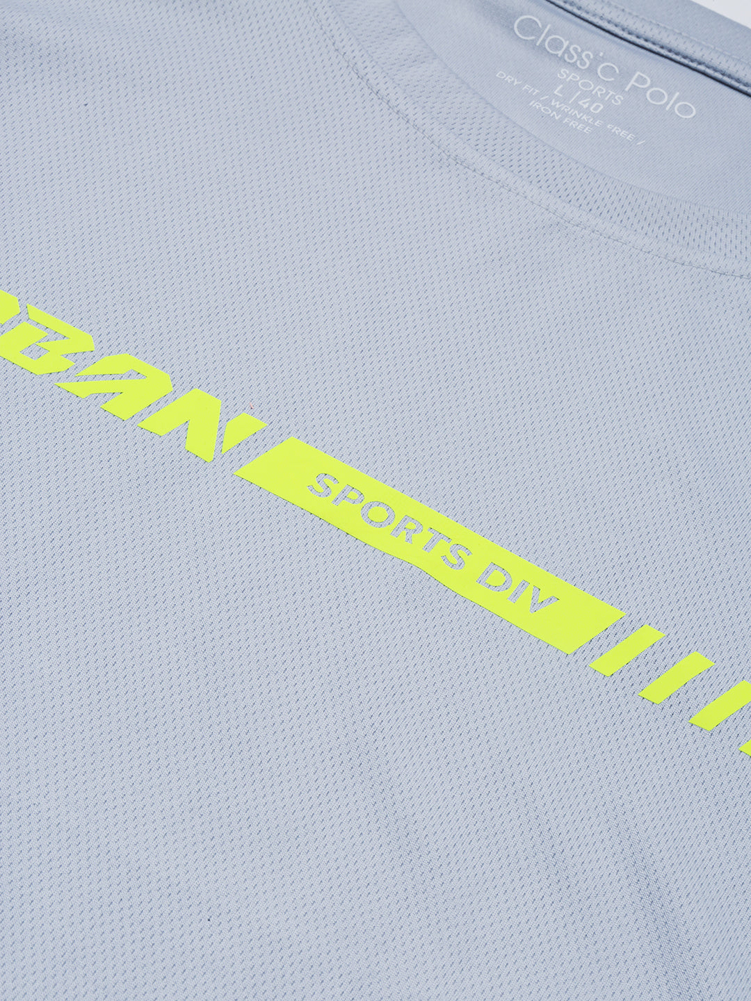 Classic Polo Men's Round Neck Polyster Grey Slim Fit Active Wear T-Shirt