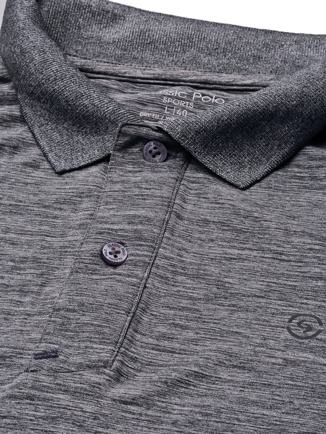 Classic Polo Men's Polo Neck Polyster Dark Grey Slim Fit Active Wear T-Shirt