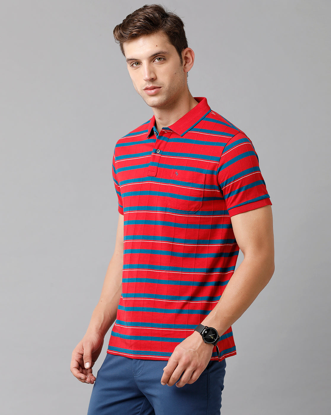 Classic Polo Mens Cotton Striped Half Sleeve Slim Fit Polo Neck Multicolor T-Shirt | Trs 93 A