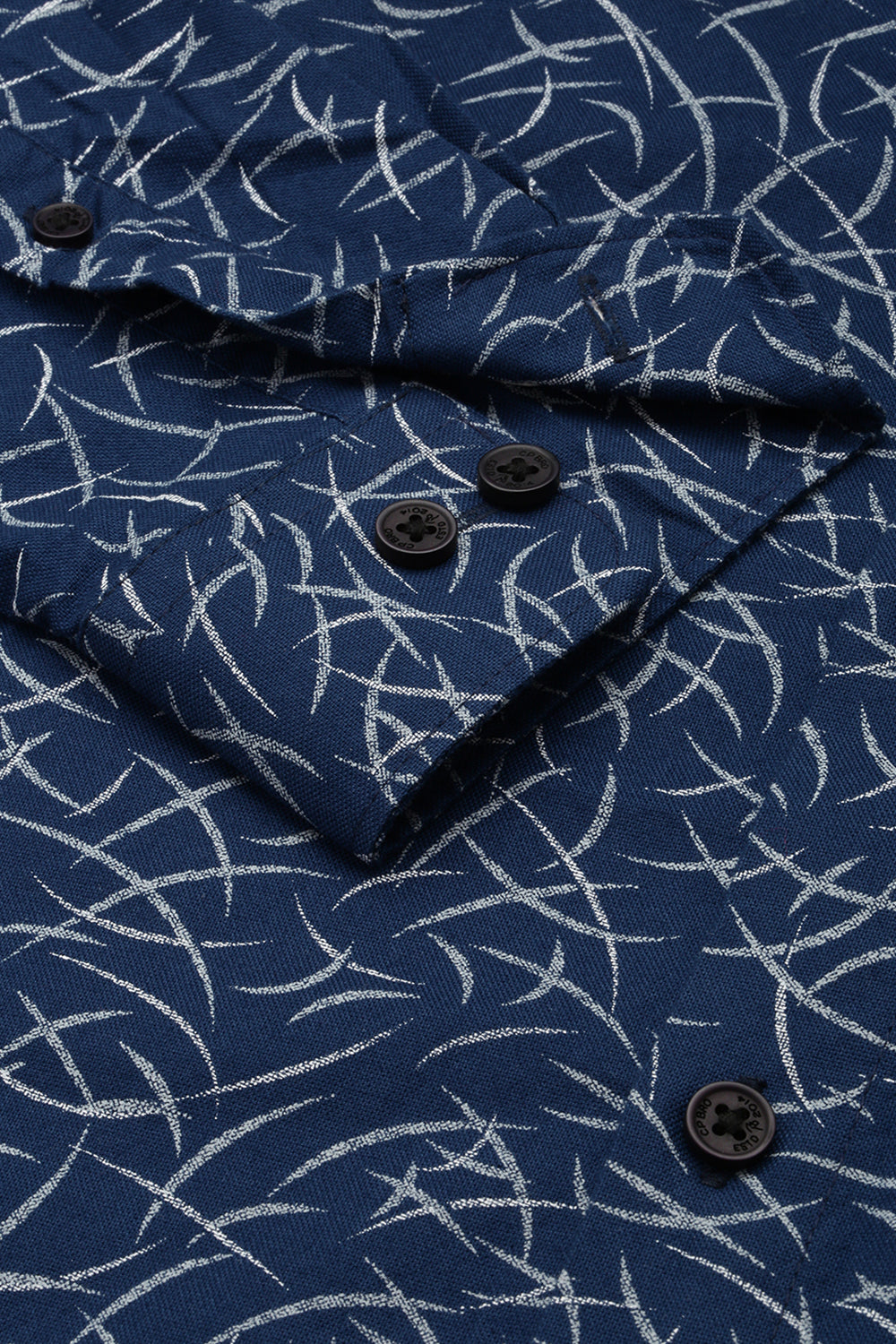 Classic Polo Men's Cotton Full Sleeve Printed Slim Fit Polo Neck Navy Color Woven Shirt | So1-01 A