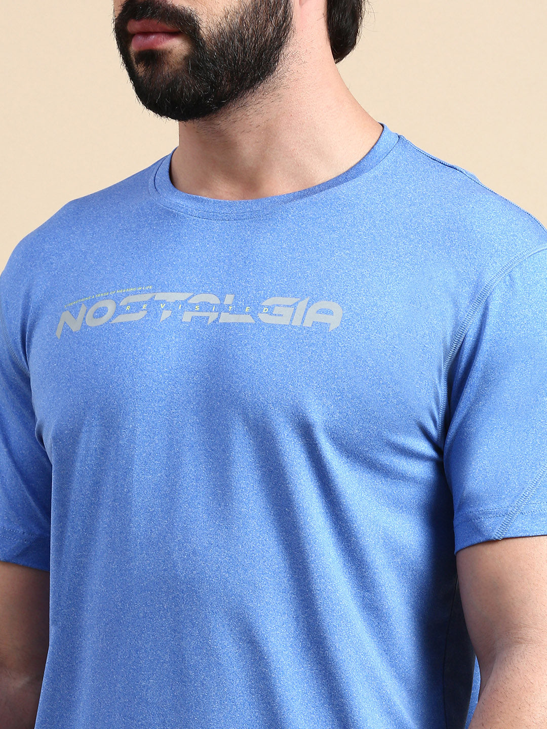 Classic Polo Men's Round Neck Polyester Blue Slim Fit Active Wear T-Shirt | GENX-CREW 19A SF C