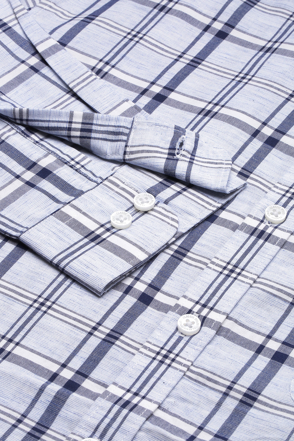 Classic Polo Men's Cotton Full Sleeve Checked Slim Fit Collar Neck Blue Color Woven Shirt | So1-79 A