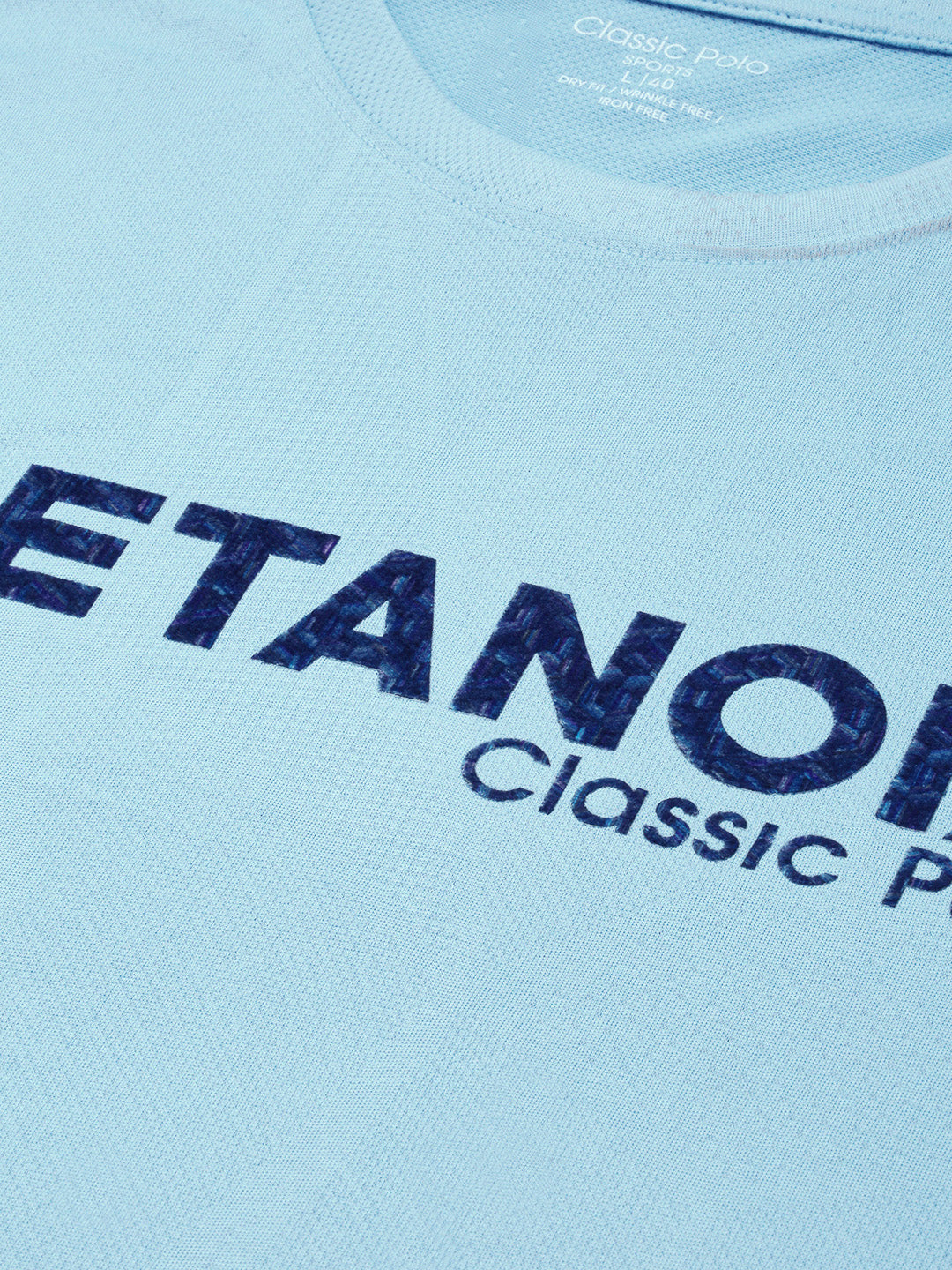 Classic Polo Men's Round Neck Polyester Blue Slim Fit Active Wear T-Shirt | GENX-CREW 03A SF C