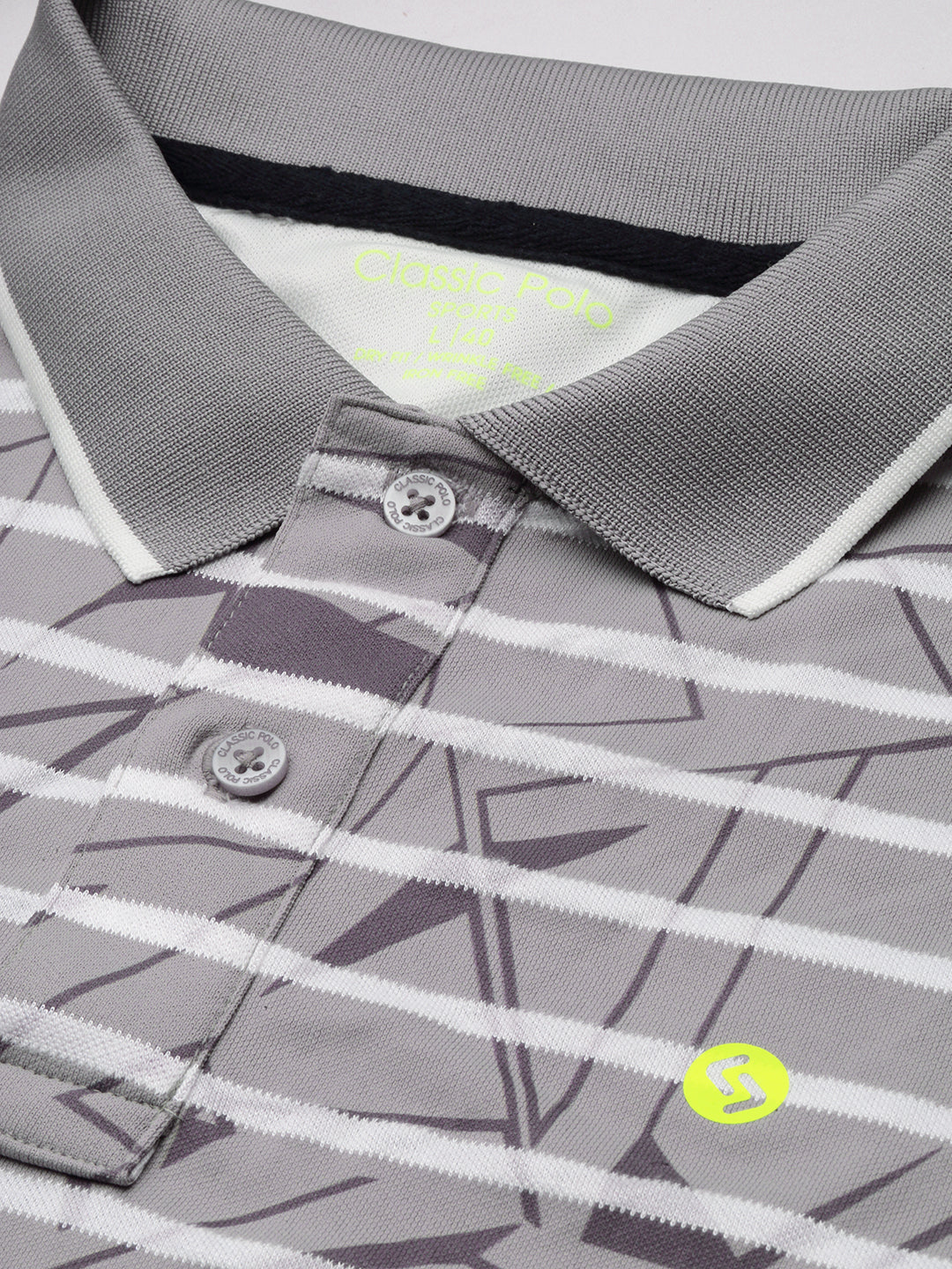 Classic Polo Men's Polo Neck Polyster Grey Slim Fit Active Wear T-Shirt