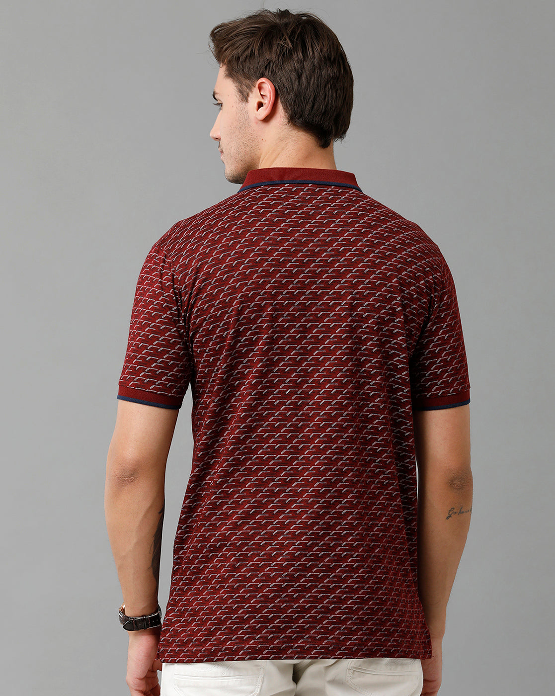Classic Polo Men's Cotton Half Sleeve Printed Slim Fit Polo Neck Marroon Color T-Shirt | Bello - 201 A