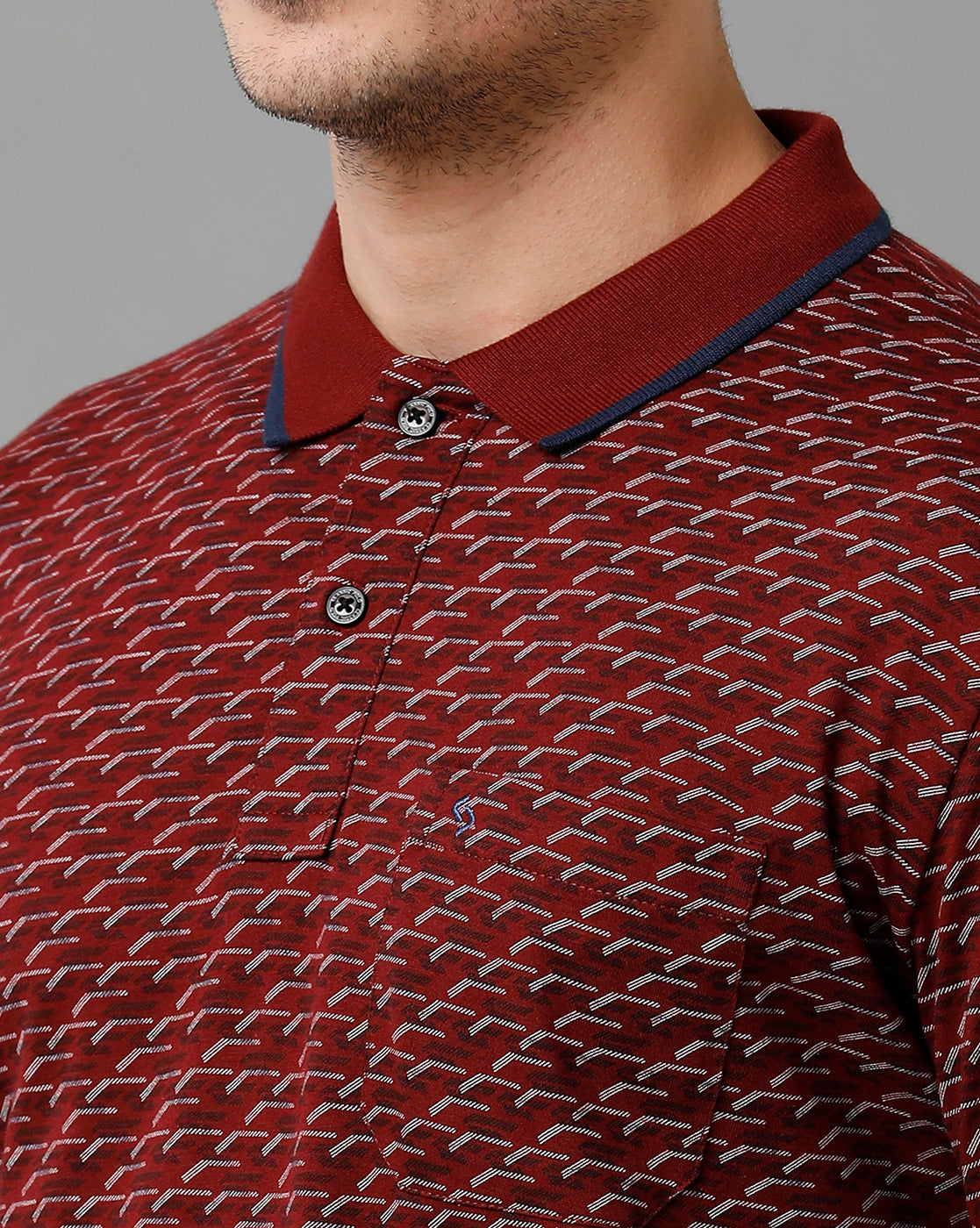 Classic Polo Men's Cotton Half Sleeve Printed Slim Fit Polo Neck Marroon Color T-Shirt | Bello - 201 A