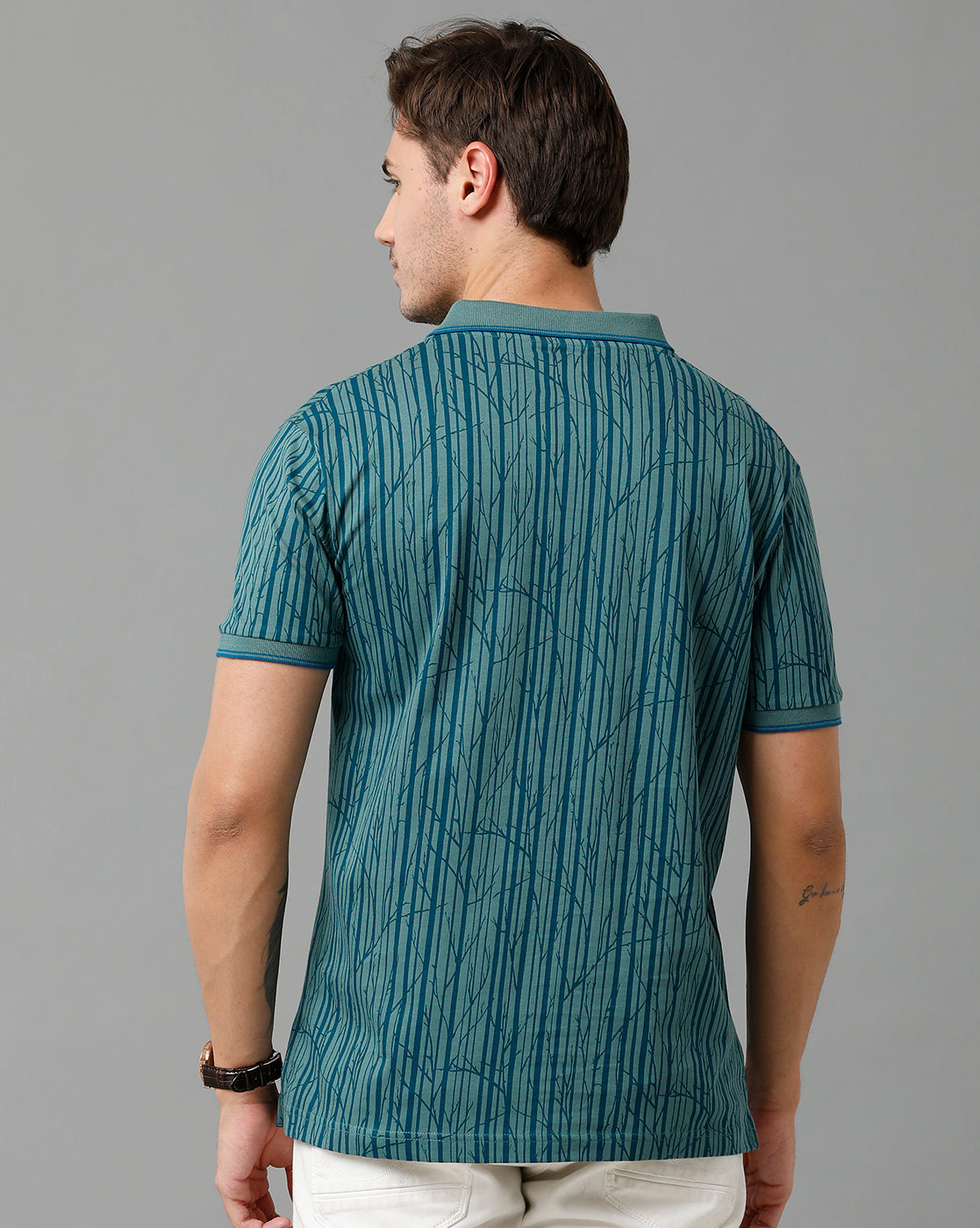 Classic Polo Men's Cotton Half Sleeve Printed Slim Fit Polo Neck Green Color T-Shirt | Bello - 200 B