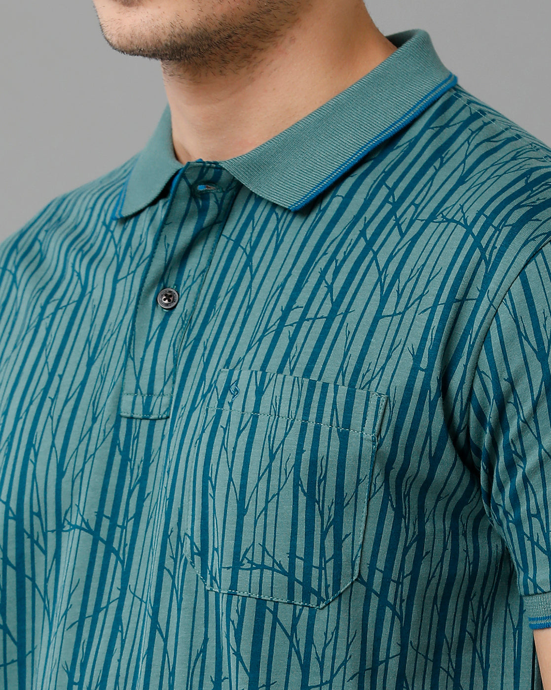 Classic Polo Men's Cotton Half Sleeve Printed Slim Fit Polo Neck Green Color T-Shirt | Bello - 200 B