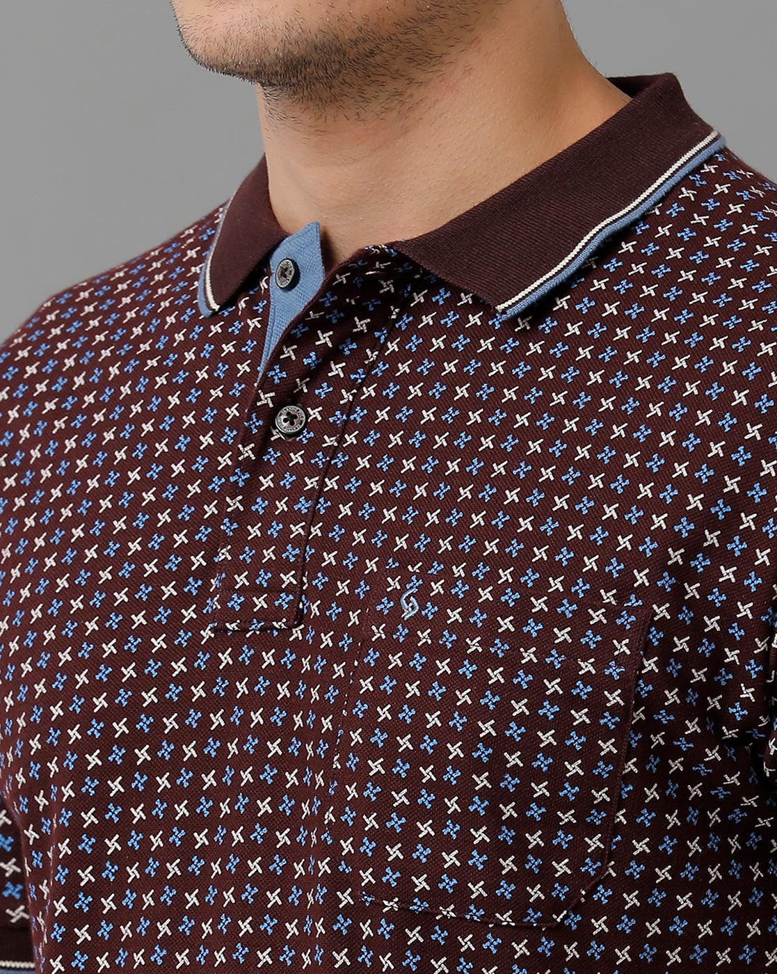 Classic Polo Men's Cotton Half Sleeve Printed Slim Fit Polo Neck Brown Color T-Shirt | Beau - 203 B