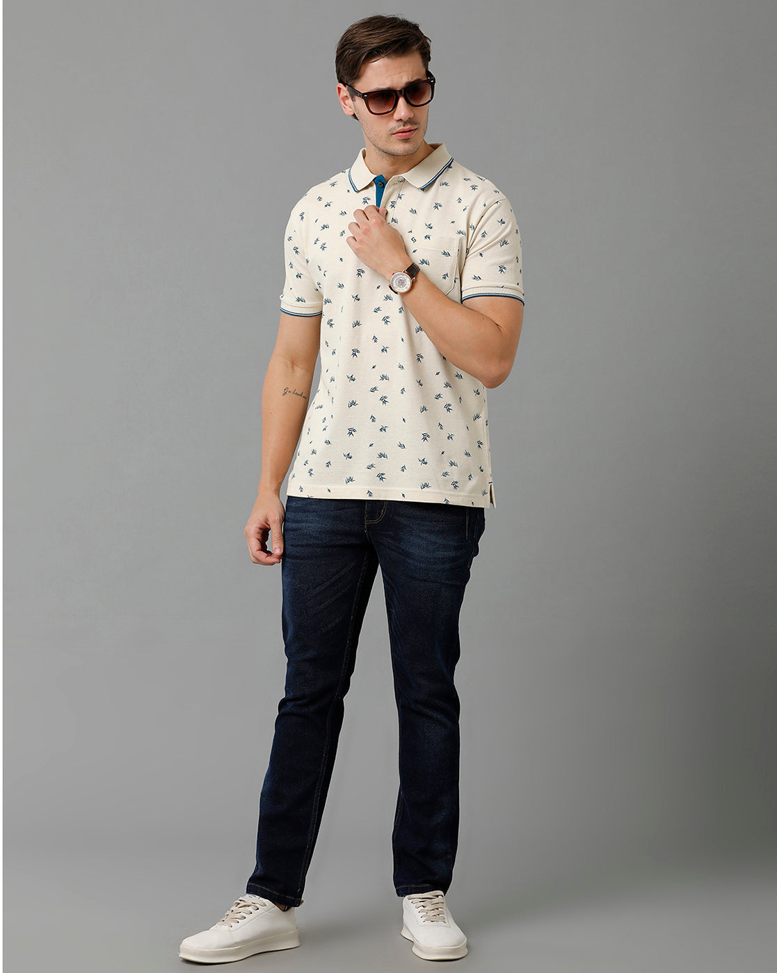 Classic Polo Men's Cotton Half Sleeve Printed Slim Fit Polo Neck Yellow Color T-Shirt | Beau - 191 B