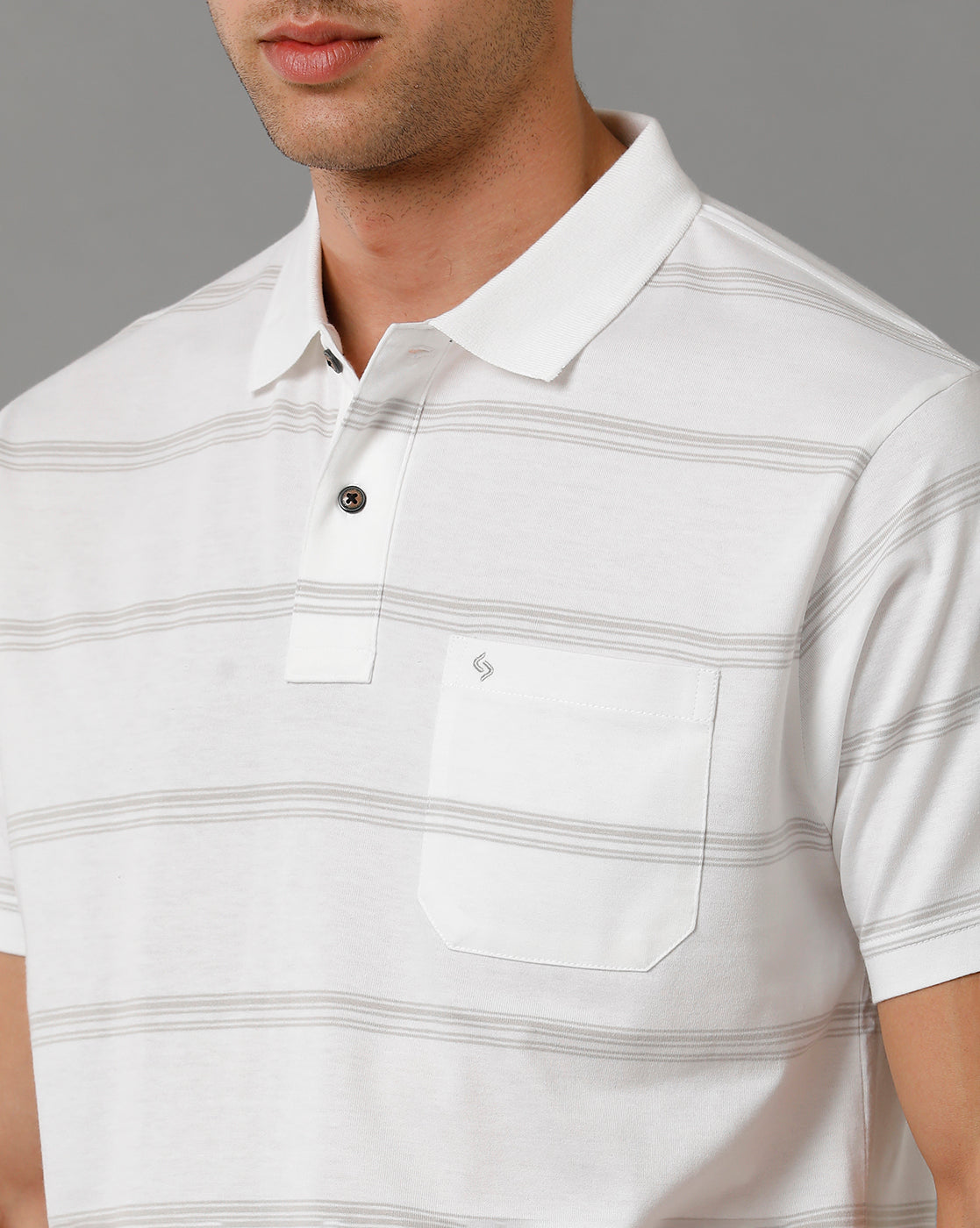 Classic Polo Men's Striped White Cotton Half Sleeve T-Shirt | AVON - 556 A AF P