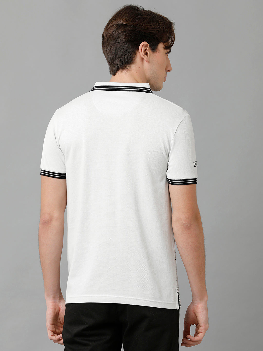 CP BRO Men's Cotton Printed Half Sleeve Slim Fit Polo Neck White Color T-Shirt | Brp - 363 B