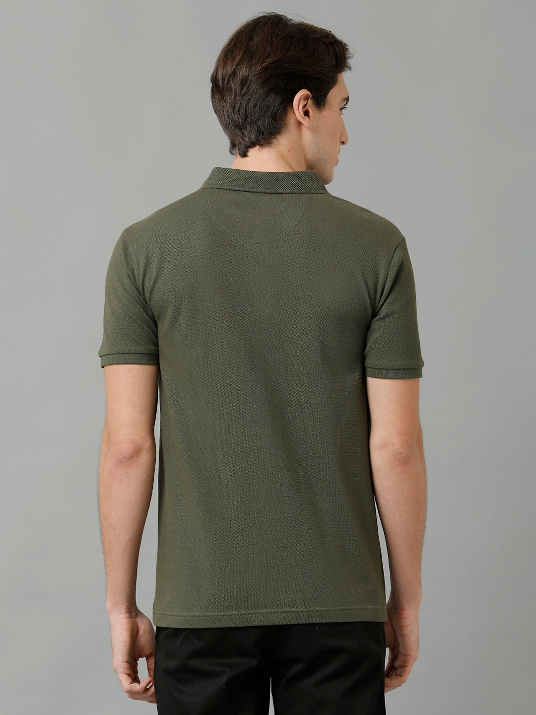 Classic Polo Men's Cotton Solid Half Sleeve Slim Fit Polo Neck Olive Color T-Shirt | Prm - 750 B