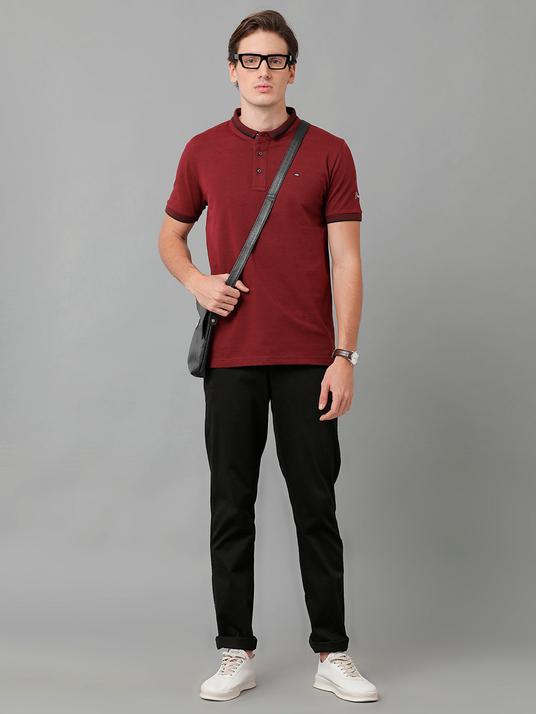 Classic Polo Men's Cotton Solid Half Sleeve Slim Fit Polo Neck Maroon Color T-Shirt | Prm - 747 B