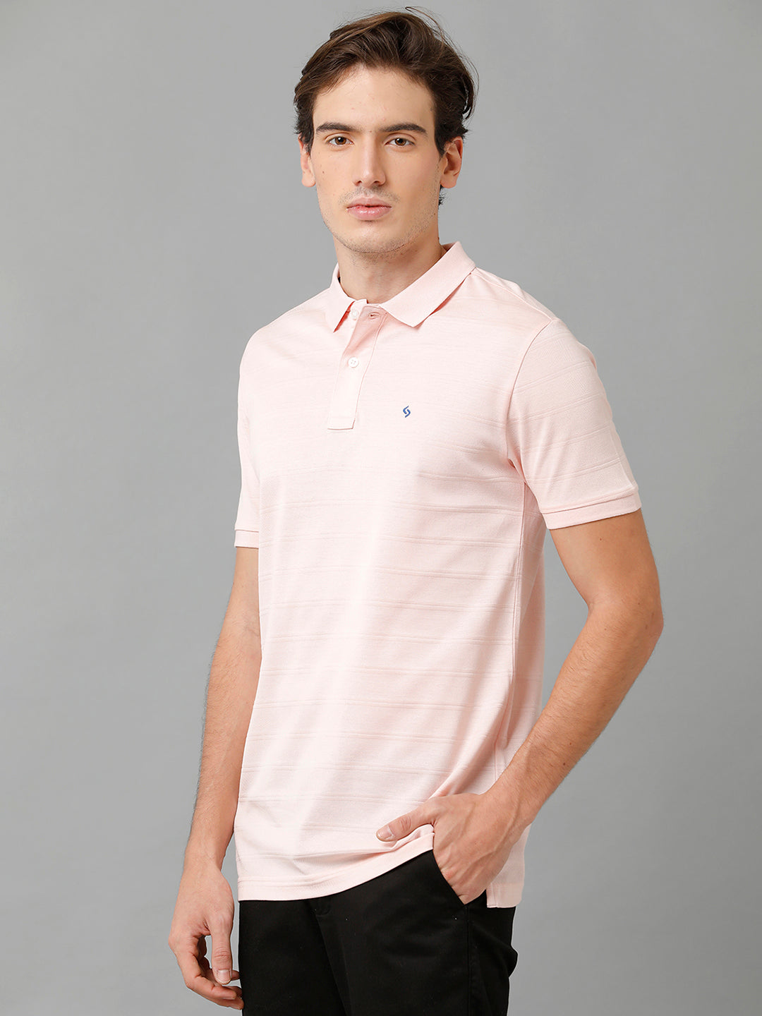 Classic Polo Men's Cotton Striped Half Sleeve Slim Fit Polo Neck Cream Color T-Shirt | Prm - 753 C