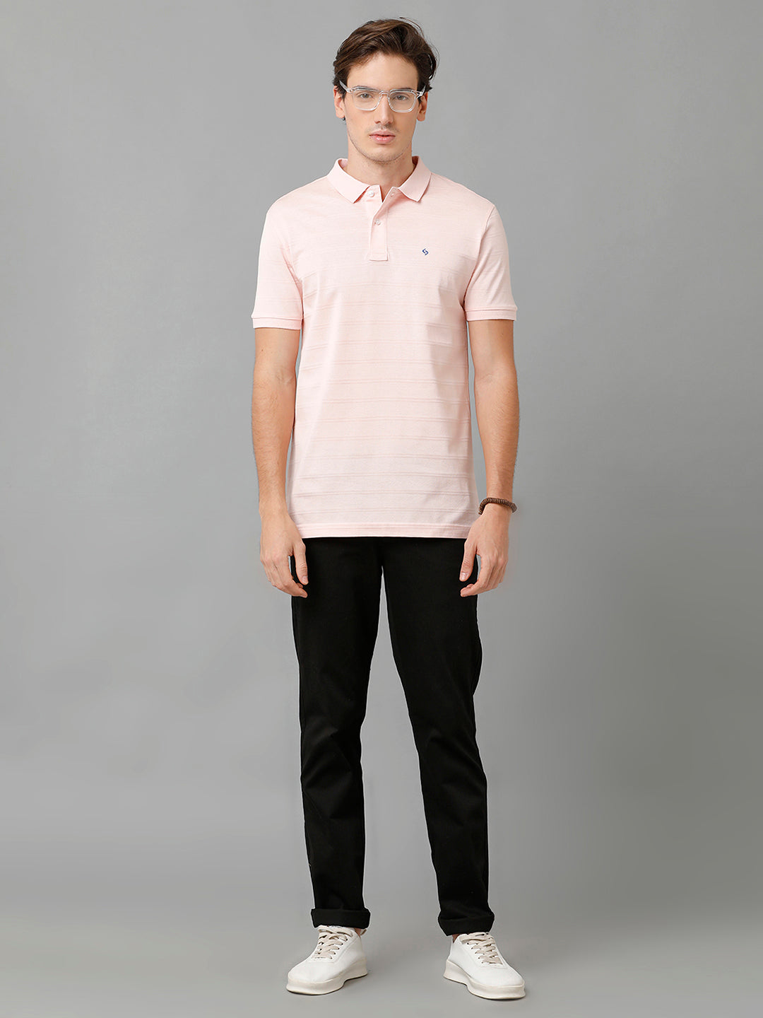 Classic Polo Men's Cotton Striped Half Sleeve Slim Fit Polo Neck Cream Color T-Shirt | Prm - 753 C
